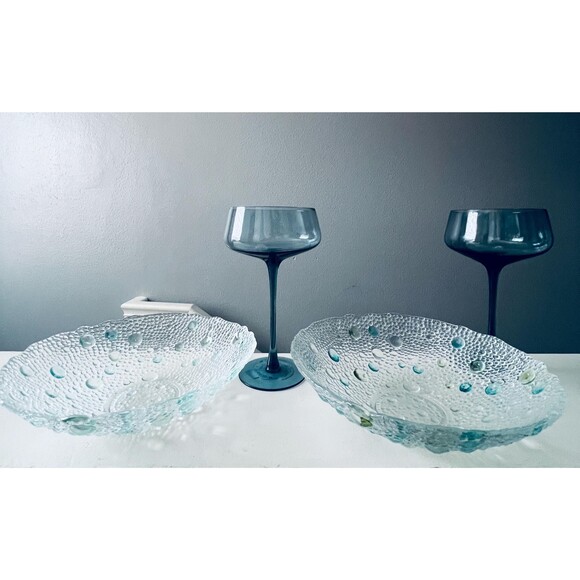 Curated Mid-Century Glassware | Coupe Cocktail Glasses w/ Vintage Asteroid Bowls - Picture 2 of 11